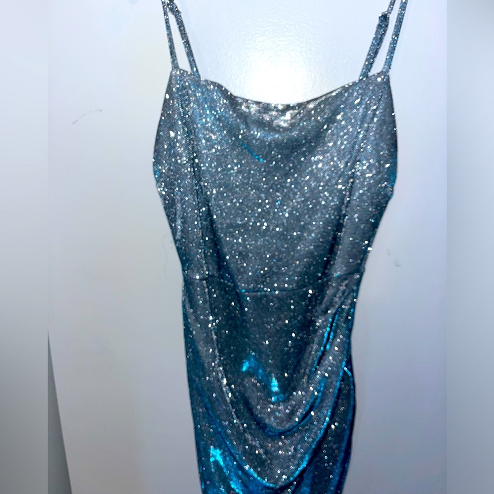 Light blue shimmery dress!